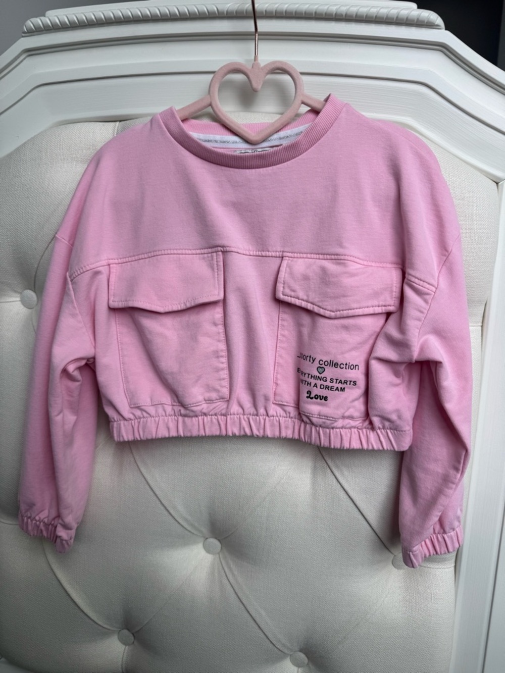 Pink Cropped Pocket Sweatshirt for Kids